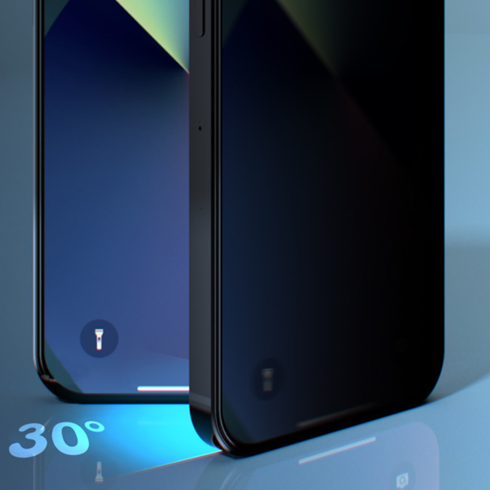 Schutzglas iPhone 14 Pro Max Privacy / Anti-Spy Schützen Sie Ihr iPhone vor neugierigen Blicken mit unserer hochwertigen Privatsphäre-Display-Schutzglas. Dieses Schutzglas bietet eine vollständige Abdeckung Ihres Displays und verhindert, dass andere Personen aus der Seitenperspektive auf Ihren Bildschirm schauen können.