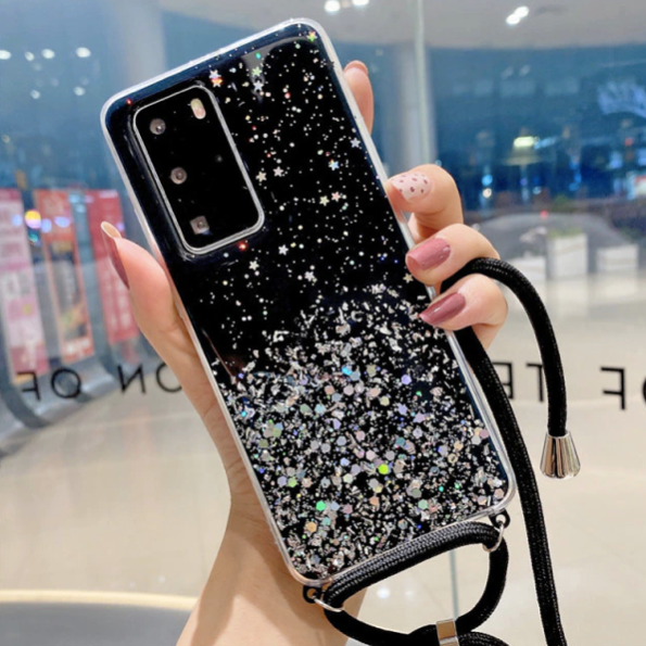 Necklace Glitzer Phone Case Samsung A32 (4G) schwarz