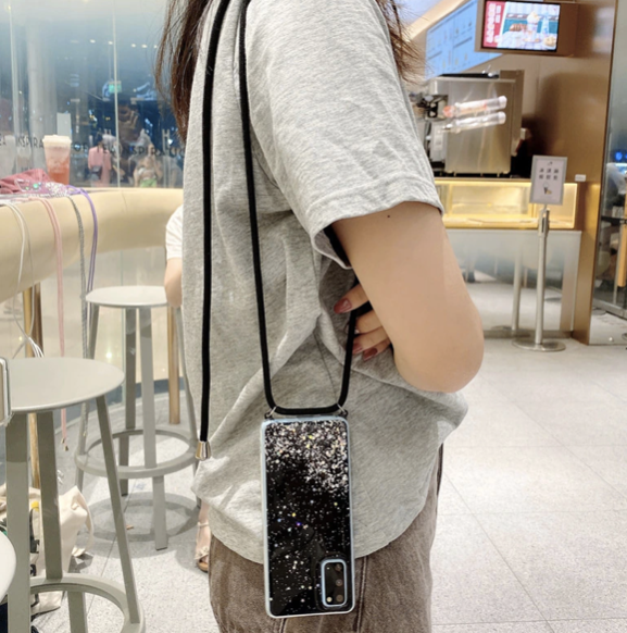 Necklace Glitzer Phone Case Samsung A32 (4G) schwarz