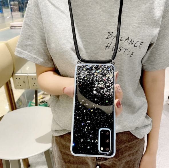 Necklace Glitzer Phone Case Samsung A32 (4G) schwarz
