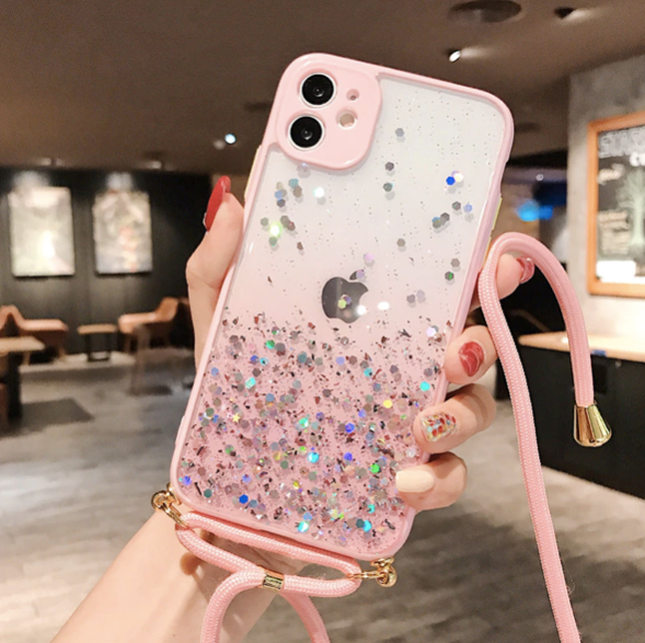 Necklace Glitzer Hülle iPhone 12 pink