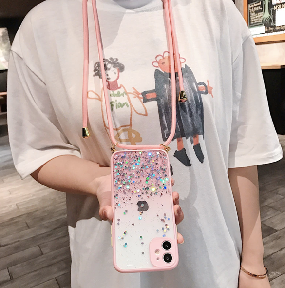 Necklace Glitzer Hülle iPhone 12 pink