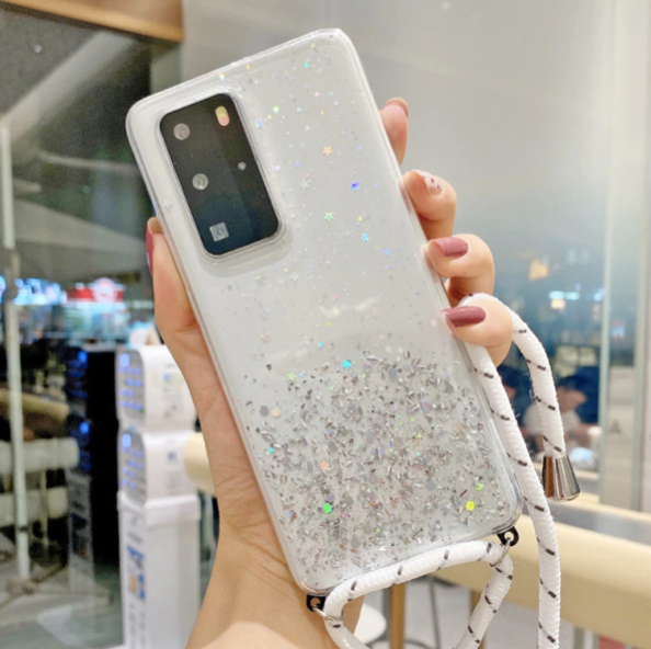 Necklace Transparent Glitzer Phone Case Samsung Galaxy S21 Ultra