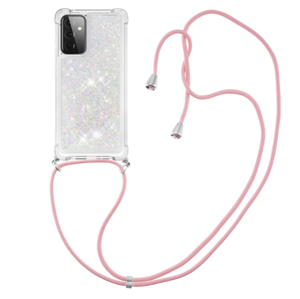 Necklace Glitzerliquid Phone Case Samsung A52 (5G) Transparent Rosa