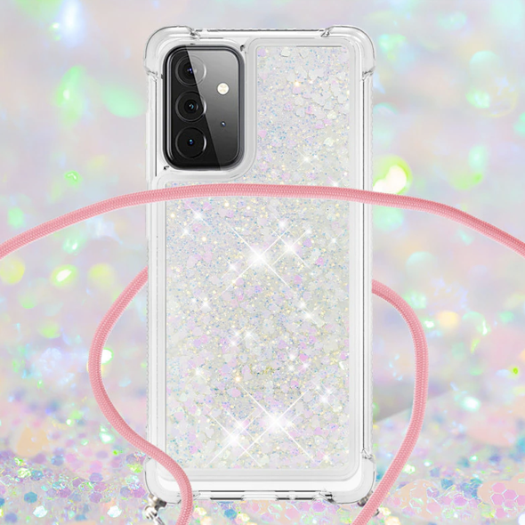 Necklace Glitzerliquid Phone Case Samsung A52 (5G) Transparent Rosa
