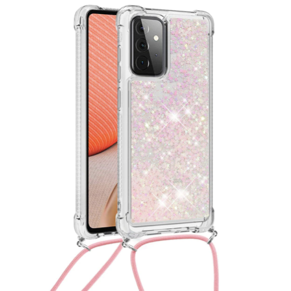 Necklace Glitzerliquid Phone Case Samsung A52 (5G) pink