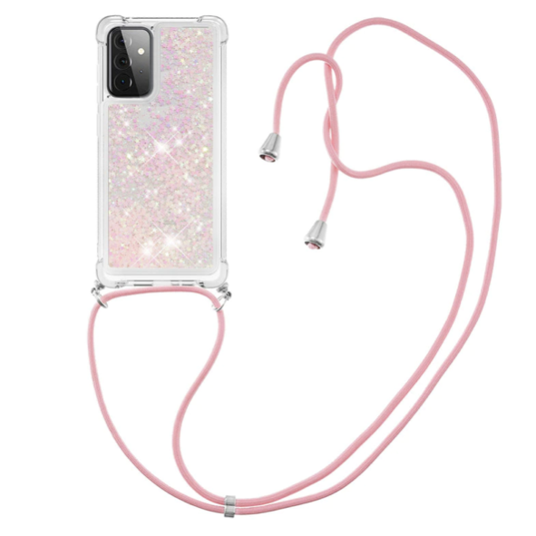 Necklace Glitzerliquid Phone Case Samsung A52 (5G) pink