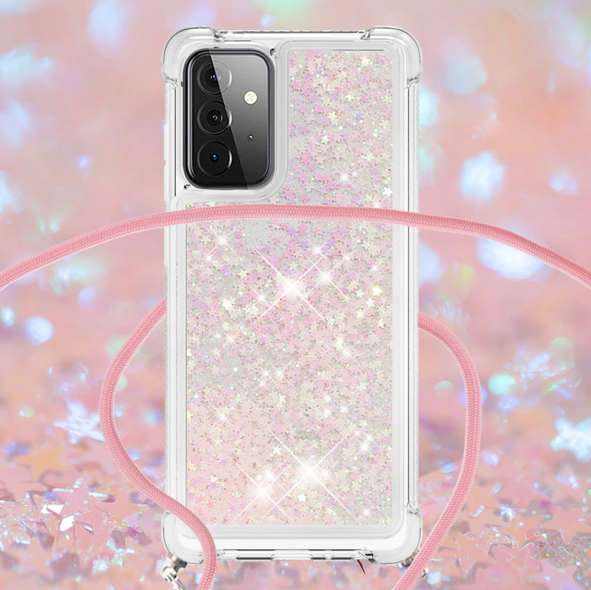 Necklace Glitzerliquid Phone Case Samsung A52 (5G) pink