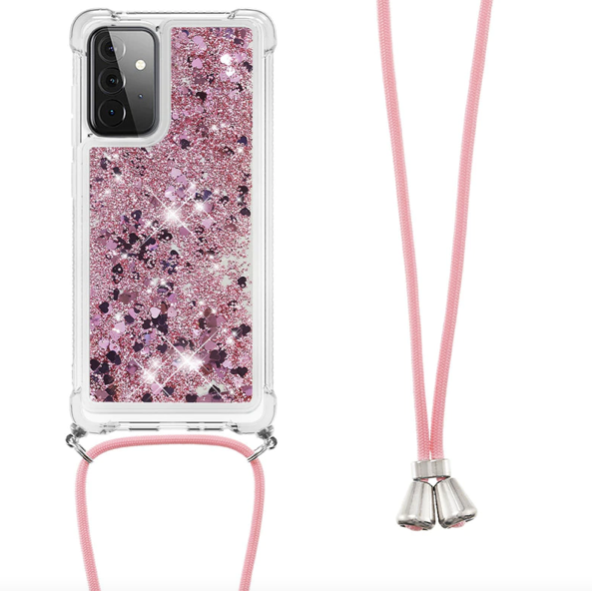 Necklace Glitzerliquid Phone Case Samsung A52 (5G) rose gold