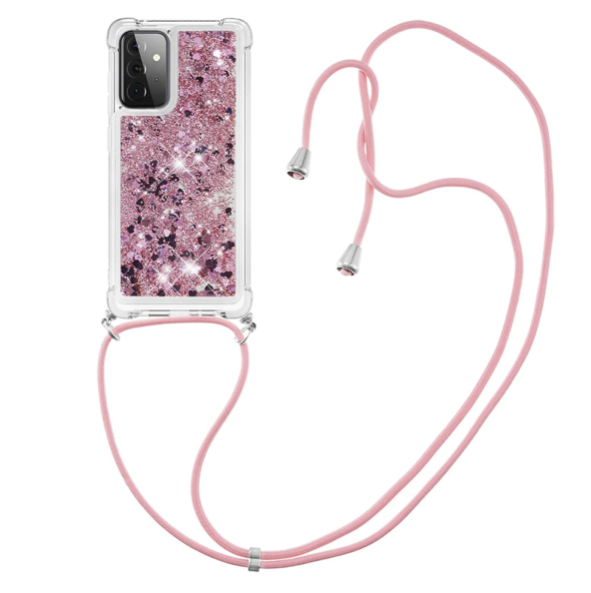 Necklace Glitzerliquid Phone Case Samsung A72 (5G) / A72 rose gold