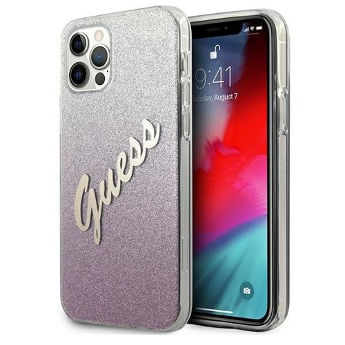 Guess iPhone 12 Pro / 12 Case Glitzer mit Logo