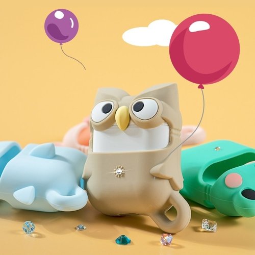 Kingxbar Case für AirPods Eule mit Swarovski Stein - smartphonecover.ch