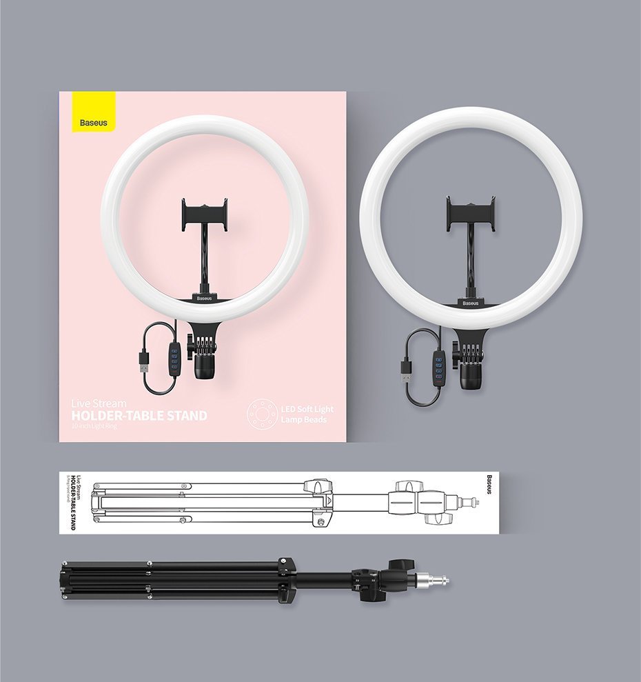 Baseus LED Ringlicht mit grossem Stativ