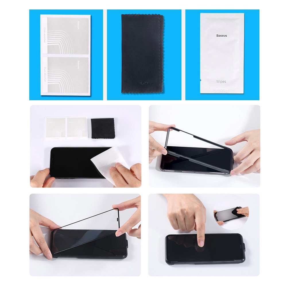 Baseus Set 2x Panzerglas für iPhone 11 / iPhone XR + Anwendungstool