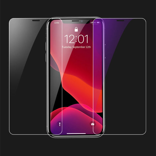 Baseus Set 2x Panzerglas für iPhone 11 / iPhone XR + Anwendungstool Anti-bluelight