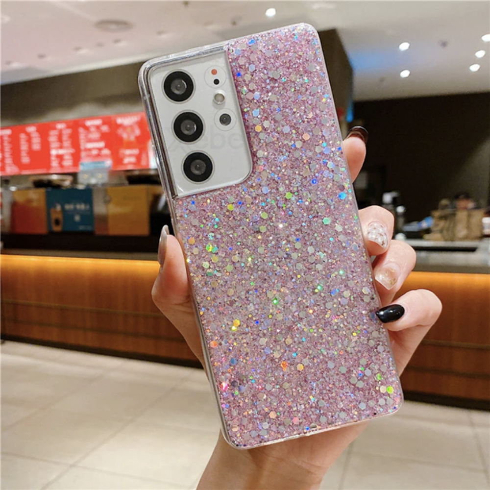 Glitzer Case Samsung Galaxy S21 FE pink