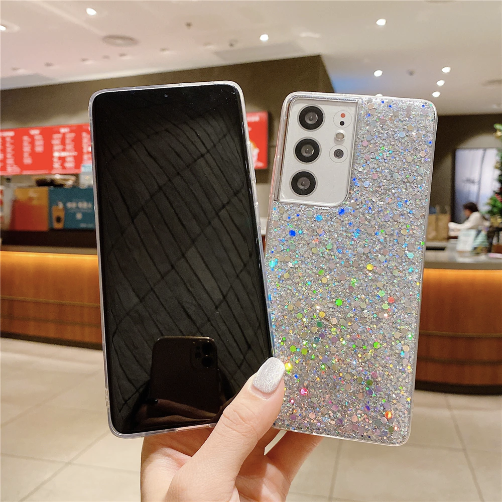 Glitzer Case Samsung Galaxy S22 + silber