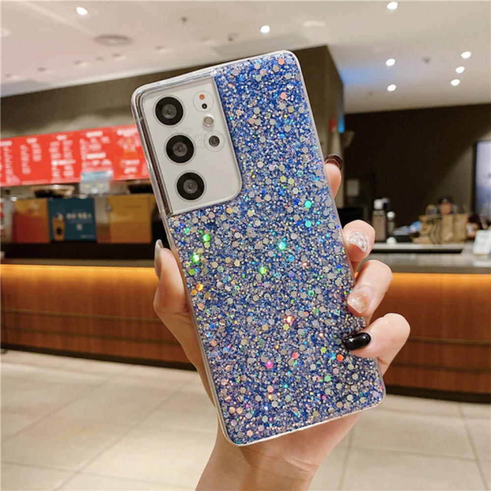 Glitzer Case Samsung Galaxy S21 FE blau
