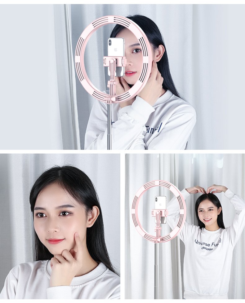 LED Ringlicht 52 cm - 170 cm mit Stativ Rosa